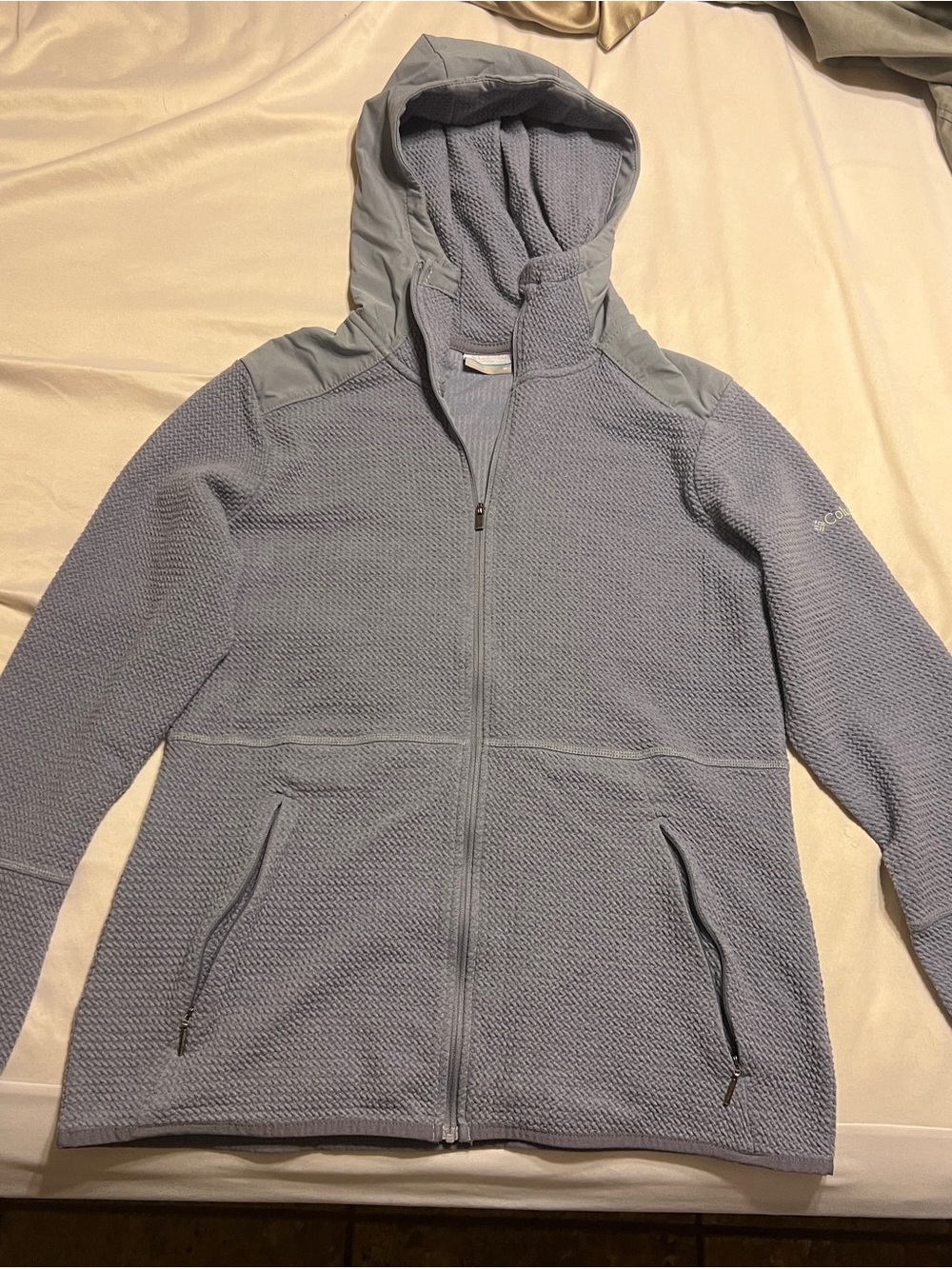 Women's Light Blue/Gray Hooded Zip-Up Utility Jacket